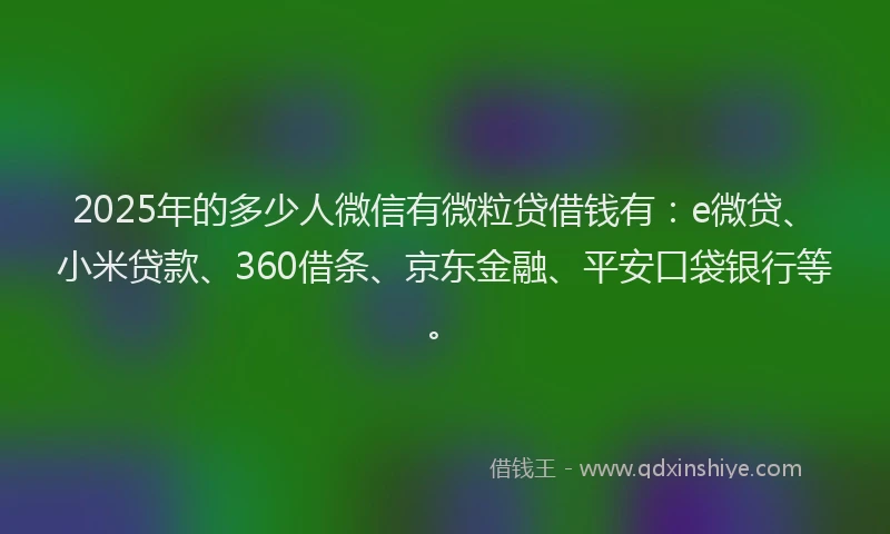 2025年的多少人微信有微粒贷借钱有:e微贷、小米贷款、360借条、京东金融、平安口袋银行等。