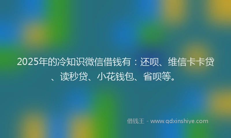 2025年的冷知识微信借钱有：还呗、维信卡卡贷、读秒贷、小花钱包、省呗等。