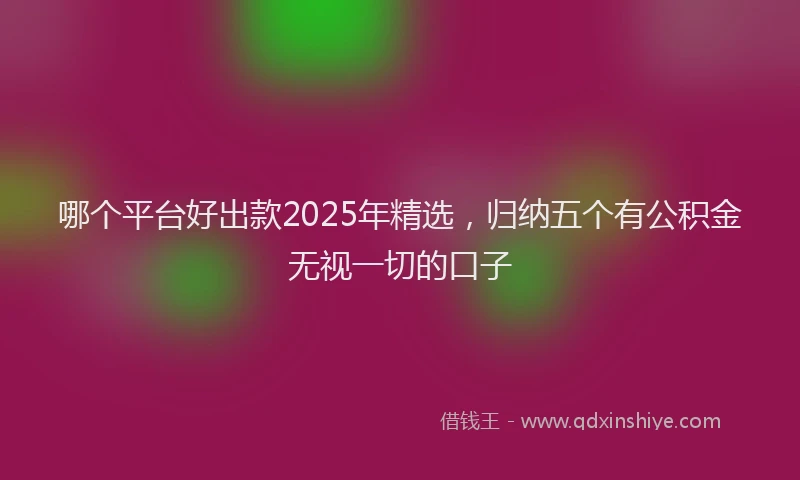哪个平台好出款2025年精选，归纳五个有公积金无视一切的口子