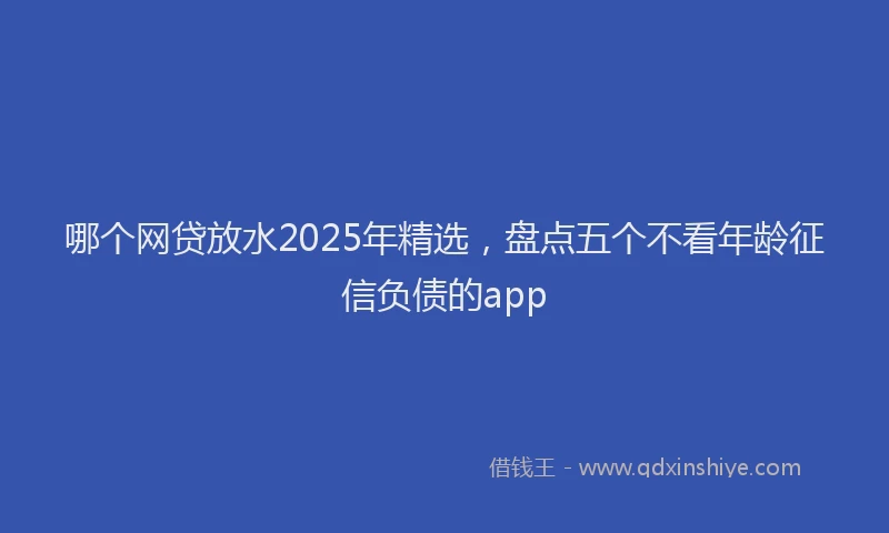 哪个网贷放水2025年精选，盘点五个不看年龄征信负债的app