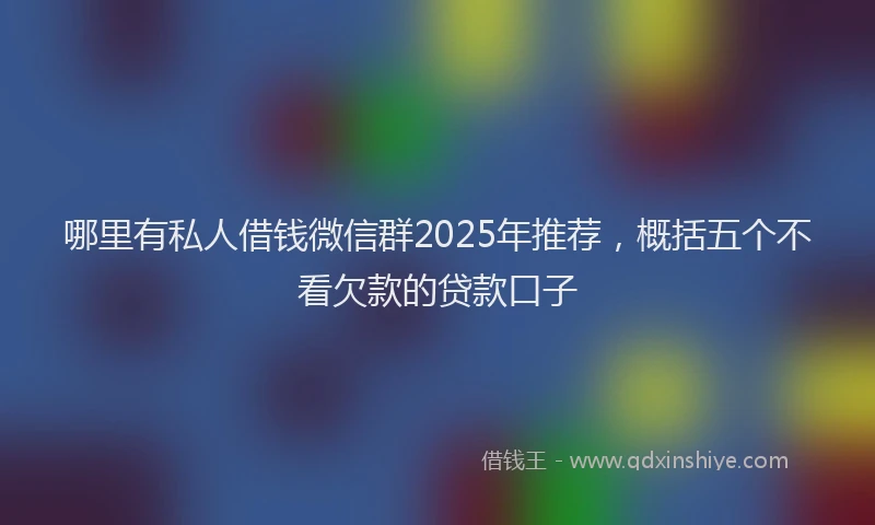 哪里有私人借钱微信群2025年推荐，概括五个不看欠款的贷款口子