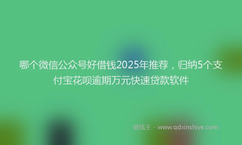 哪个微信公众号好借钱2025年推荐，归纳5个支付宝花呗逾期万元快速贷款软件