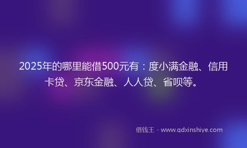 2025年的哪里能借500元有：度小满金融、信用卡贷、京东金融、人人贷、省呗等。