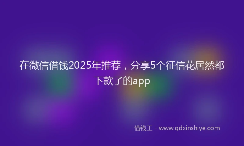在微信借钱2025年推荐，分享5个征信花居然都下款了的app