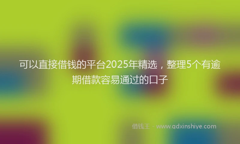 可以直接借钱的平台2025年精选，整理5个有逾期借款容易通过的口子
