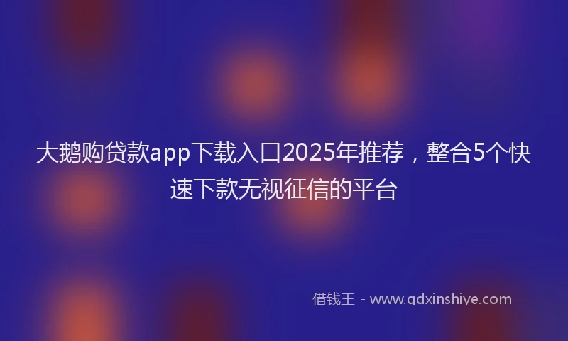 大鹅购贷款app下载入口2025年推荐，整合5个快速下款无视征信的平台