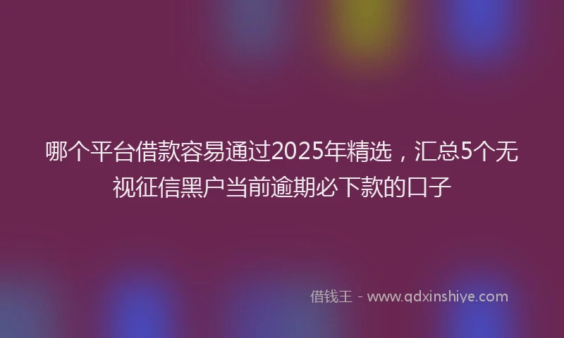 哪个平台借款容易通过2025年精选，汇总5个无视征信黑户当前逾期必下款的口子