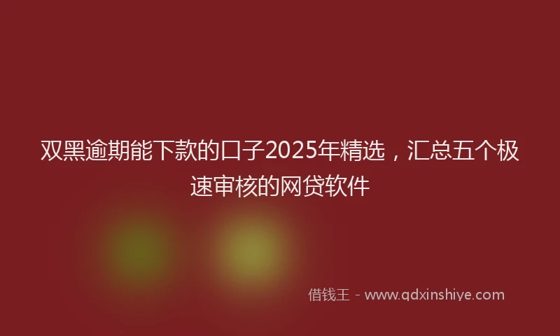 双黑逾期能下款的口子2025年精选，汇总五个极速审核的网贷软件