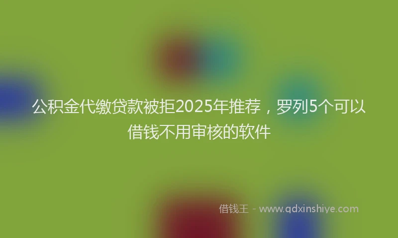 公积金代缴贷款被拒2025年推荐，罗列5个可以借钱不用审核的软件