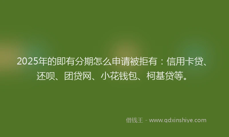 2025年的即有分期怎么申请被拒有：信用卡贷、还呗、团贷网、小花钱包、柯基贷等。