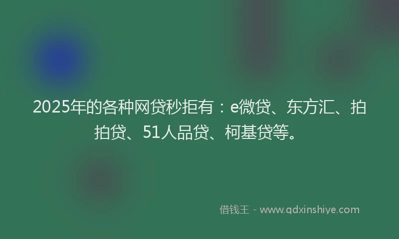 2025年的各种网贷秒拒有：e微贷、东方汇、拍拍贷、51人品贷、柯基贷等。
