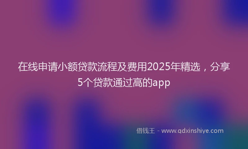 在线申请小额贷款流程及费用2025年精选，分享5个贷款通过高的app