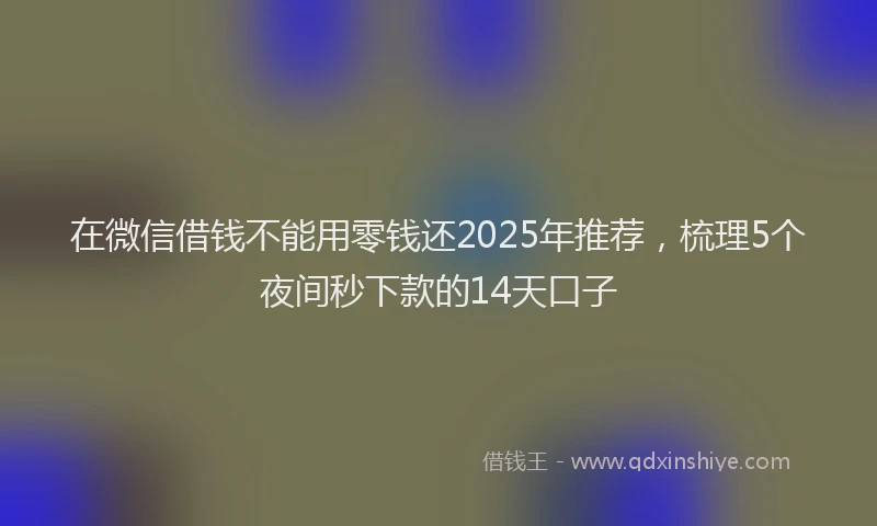 在微信借钱不能用零钱还2025年推荐，梳理5个夜间秒下款的14天口子