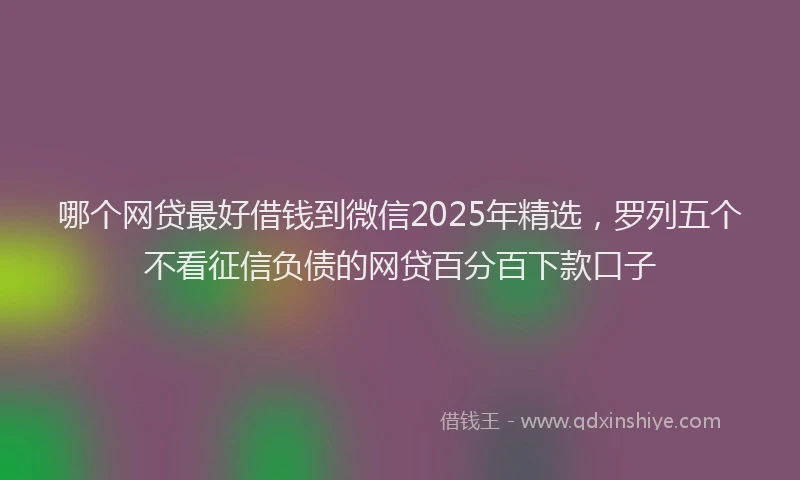哪个网贷最好借钱到微信2025年精选，罗列五个不看征信负债的网贷百分百下款口子