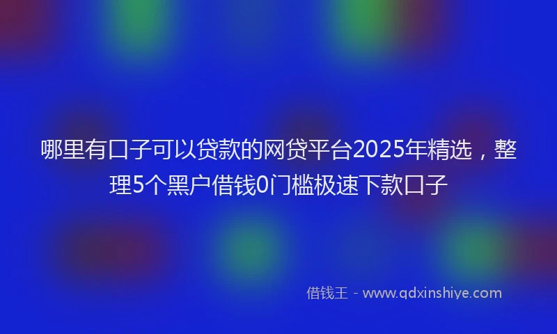 哪里有口子可以贷款的网贷平台2025年精选，整理5个黑户借钱0门槛极速下款口子