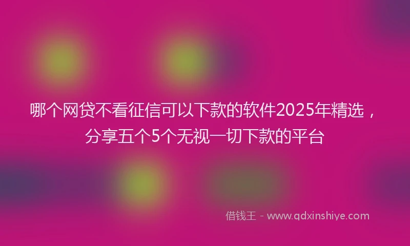 哪个网贷不看征信可以下款的软件2025年精选，分享五个5个无视一切下款的平台