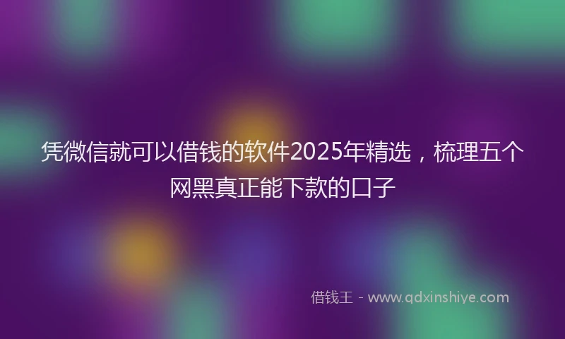凭微信就可以借钱的软件2025年精选，梳理五个网黑真正能下款的口子