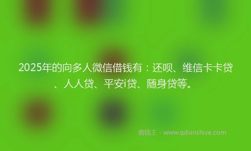 2025年的向多人微信借钱有：还呗、维信卡卡贷、人人贷、平安i贷、随身贷等。