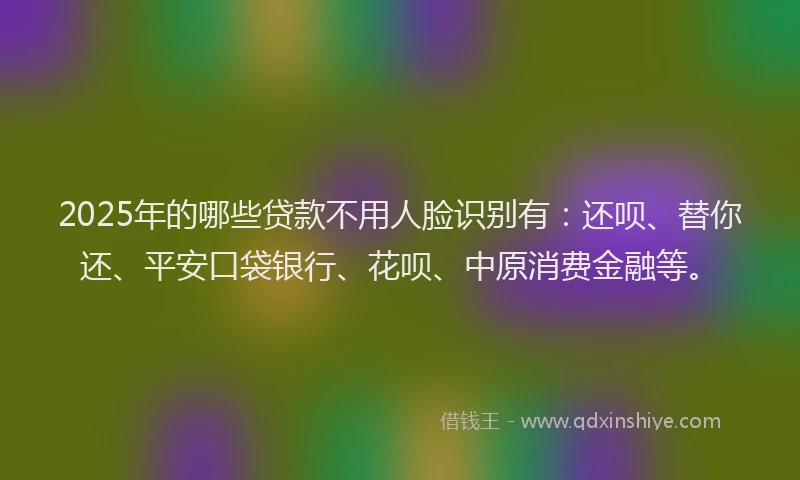 2025年的哪些贷款不用人脸识别有：还呗、替你还、平安口袋银行、花呗、中原消费金融等。