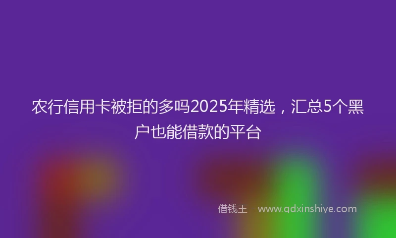 农行信用卡被拒的多吗2025年精选，汇总5个黑户也能借款的平台