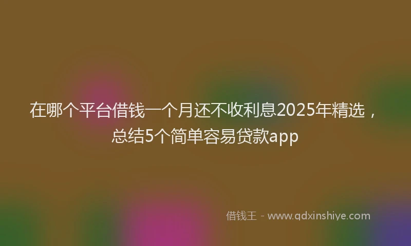 在哪个平台借钱一个月还不收利息2025年精选，总结5个简单容易贷款app