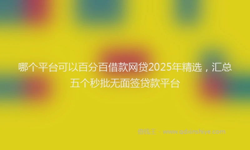 哪个平台可以百分百借款网贷2025年精选，汇总五个秒批无面签贷款平台