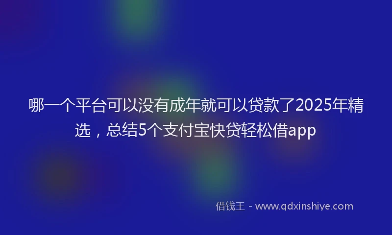 哪一个平台可以没有成年就可以贷款了2025年精选，总结5个支付宝快贷轻松借app