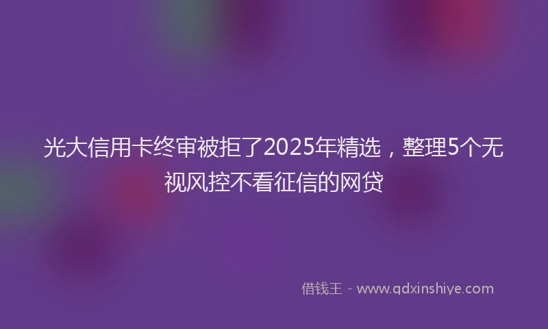 光大信用卡终审被拒了2025年精选，整理5个无视风控不看征信的网贷