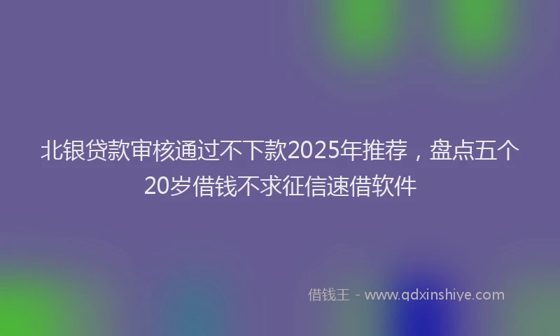 北银贷款审核通过不下款2025年推荐，盘点五个20岁借钱不求征信速借软件