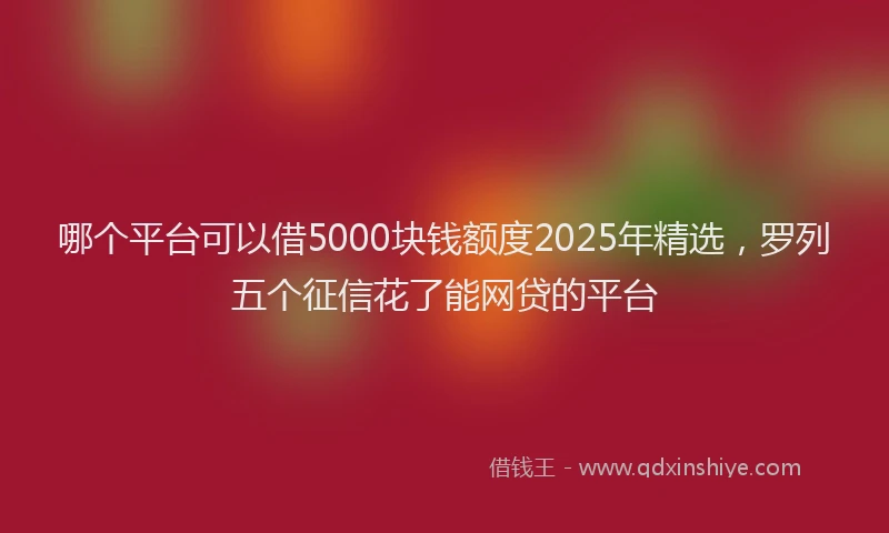 哪个平台可以借5000块钱额度2025年精选，罗列五个征信花了能网贷的平台