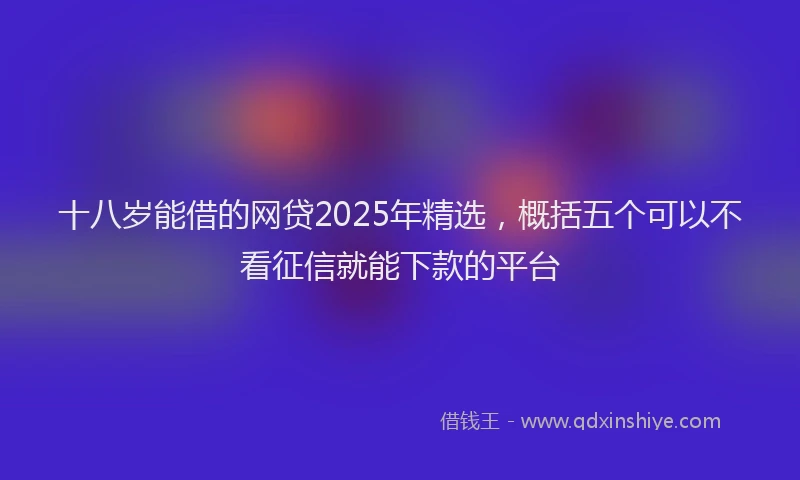 十八岁能借的网贷2025年精选，概括五个可以不看征信就能下款的平台