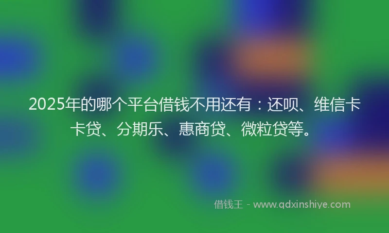 2025年的哪个平台借钱不用还有：还呗、维信卡卡贷、分期乐、惠商贷、微粒贷等。