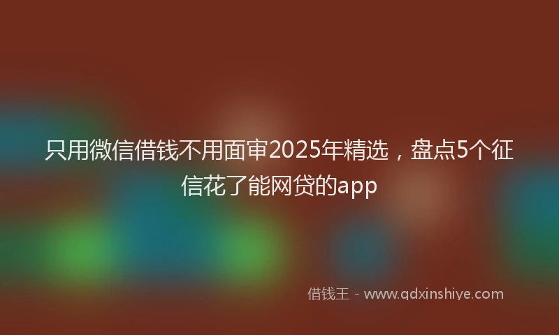 只用微信借钱不用面审2025年精选，盘点5个征信花了能网贷的app