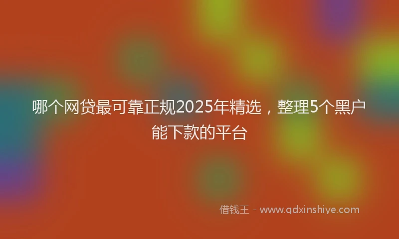 哪个网贷最可靠正规2025年精选，整理5个黑户能下款的平台