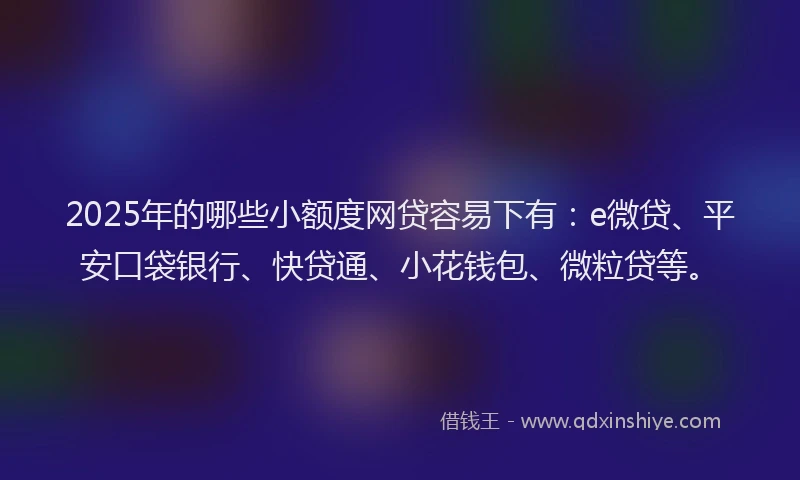 2025年的哪些小额度网贷容易下有：e微贷、平安口袋银行、快贷通、小花钱包、微粒贷等。