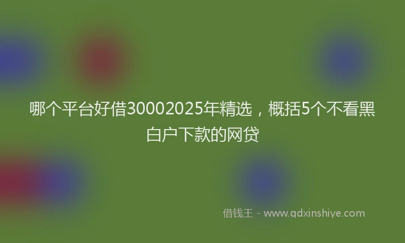 哪个平台好借30002025年精选，概括5个不看黑白户下款的网贷