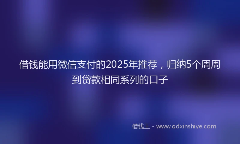 借钱能用微信支付的2025年推荐，归纳5个周周到贷款相同系列的口子