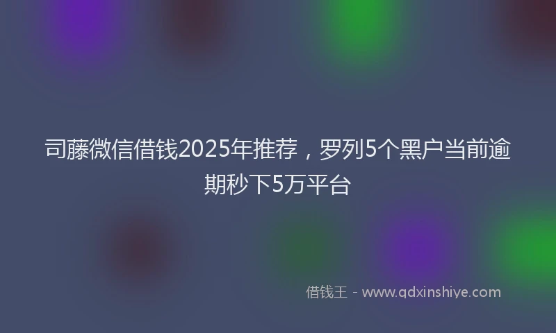 司藤微信借钱2025年推荐，罗列5个黑户当前逾期秒下5万平台