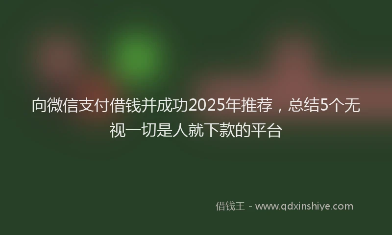 向微信支付借钱并成功2025年推荐，总结5个无视一切是人就下款的平台