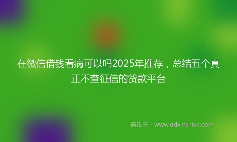 在微信借钱看病可以吗2025年推荐，总结五个真正不查征信的贷款平台