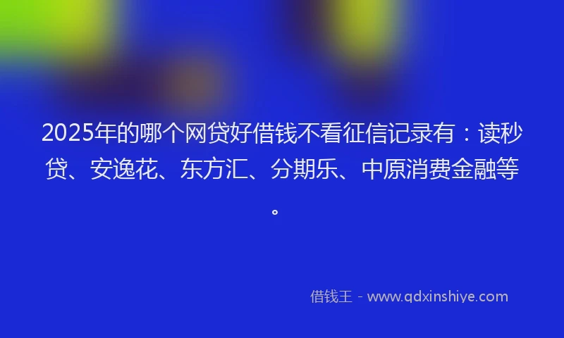 2025年的哪个网贷好借钱不看征信记录有：读秒贷、安逸花、东方汇、分期乐、中原消费金融等。