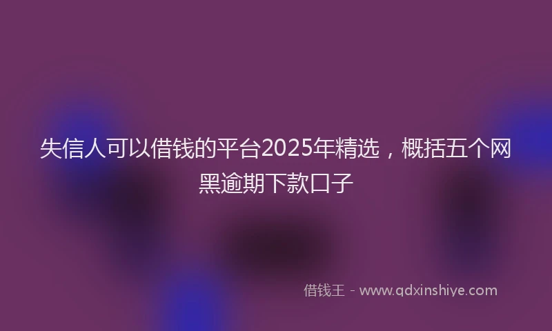 失信人可以借钱的平台2025年精选，概括五个网黑逾期下款口子
