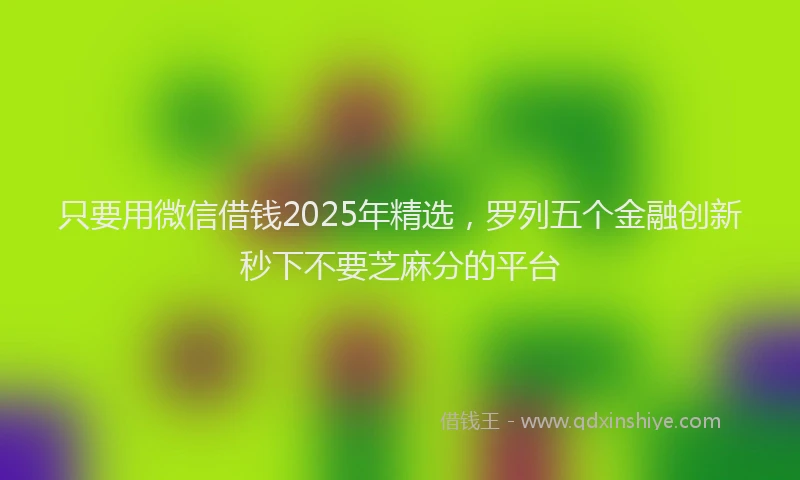 只要用微信借钱2025年精选，罗列五个金融创新秒下不要芝麻分的平台