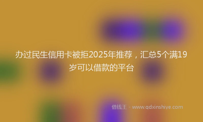 办过民生信用卡被拒2025年推荐，汇总5个满19岁可以借款的平台