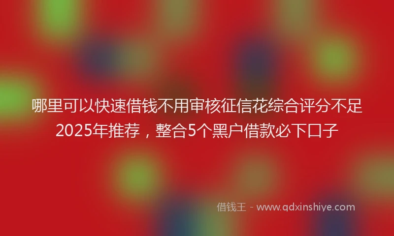 哪里可以快速借钱不用审核征信花综合评分不足2025年推荐，整合5个黑户借款必下口子