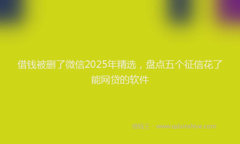 借钱被删了微信2025年精选，盘点五个征信花了能网贷的软件