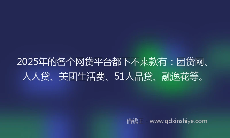 2025年的各个网贷平台都下不来款有：团贷网、人人贷、美团生活费、51人品贷、融逸花等。