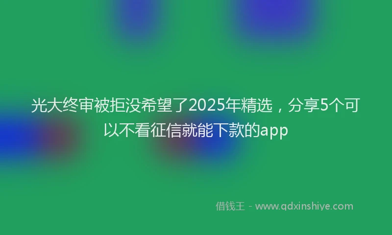 光大终审被拒没希望了2025年精选，分享5个可以不看征信就能下款的app