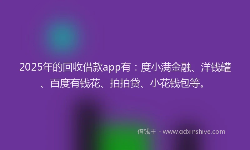 2025年的回收借款app有：度小满金融、洋钱罐、百度有钱花、拍拍贷、小花钱包等。