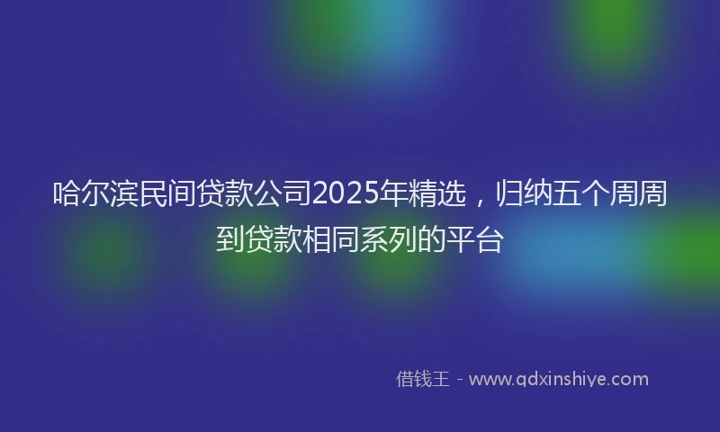 哈尔滨民间贷款公司2025年精选，归纳五个周周到贷款相同系列的平台